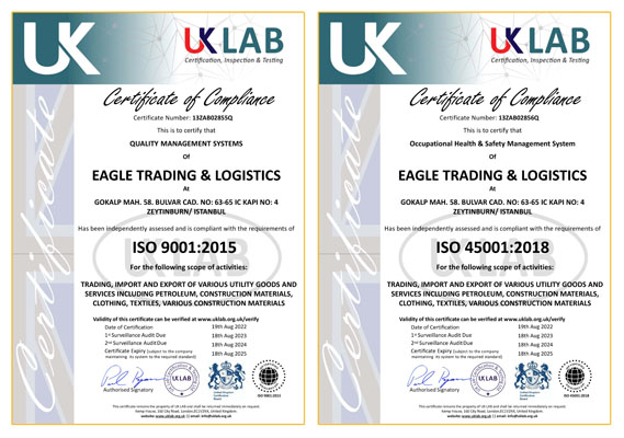 Combined ISO Certificates of Eagle Trading and Logistics