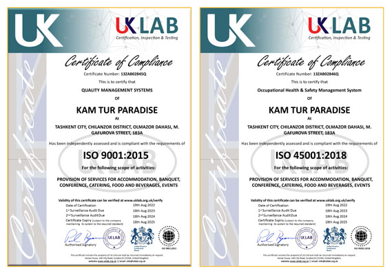 Combined ISO Certificates of Kam Tur Paradise
